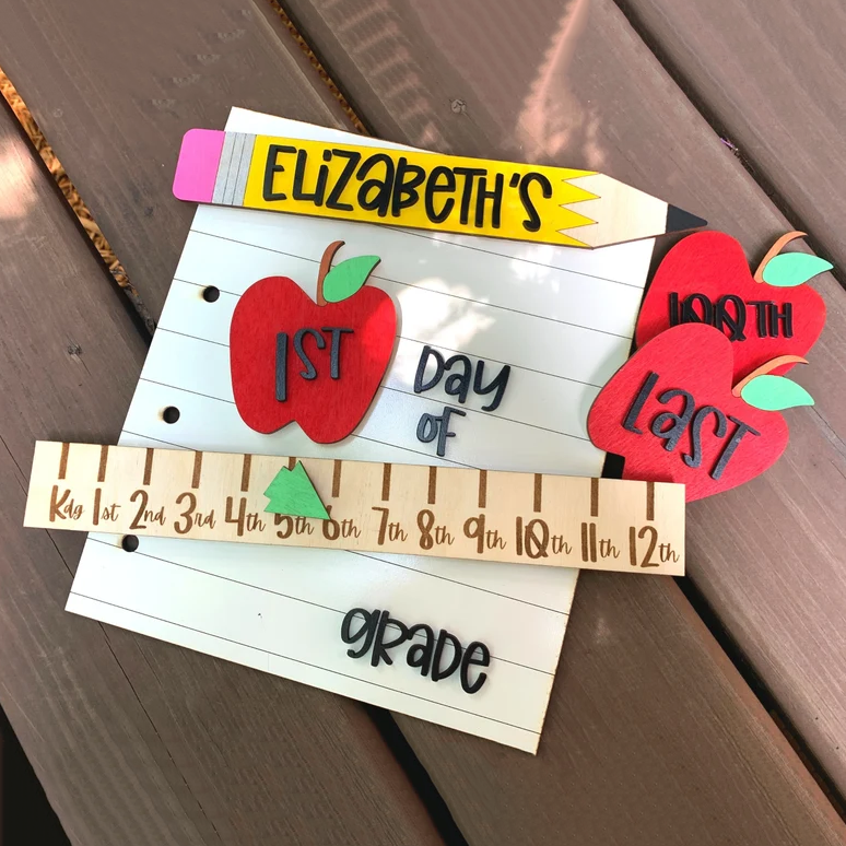 Personalised First/100th/Last Day of School Interchangeable Back to School Sign Prop For Kids Gift Ideas