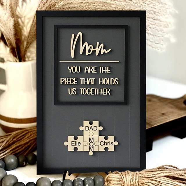 Personalised Mom Puzzle Sign With Kids Name You Are The Piece That Holds Us Together For Mother's Day Gift