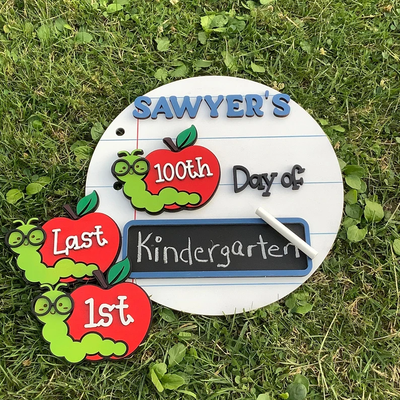 Personalised First/100th/Last Day of School Interchangeable Back to School Sign Prop For Kids Gift Ideas