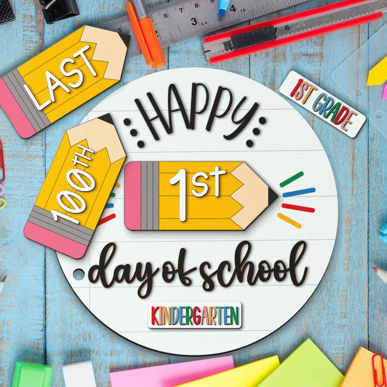 Personalised First/100th/Last Day of School Interchangeable Back to School Sign Prop For Kids Gift Ideas