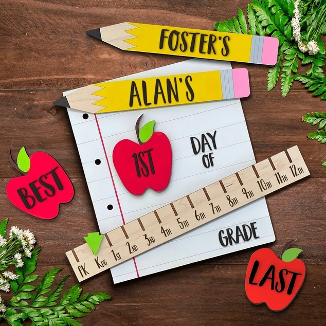 Personalised First/100th/Last Day of School Interchangeable Back to School Sign Prop For Kids Gift Ideas