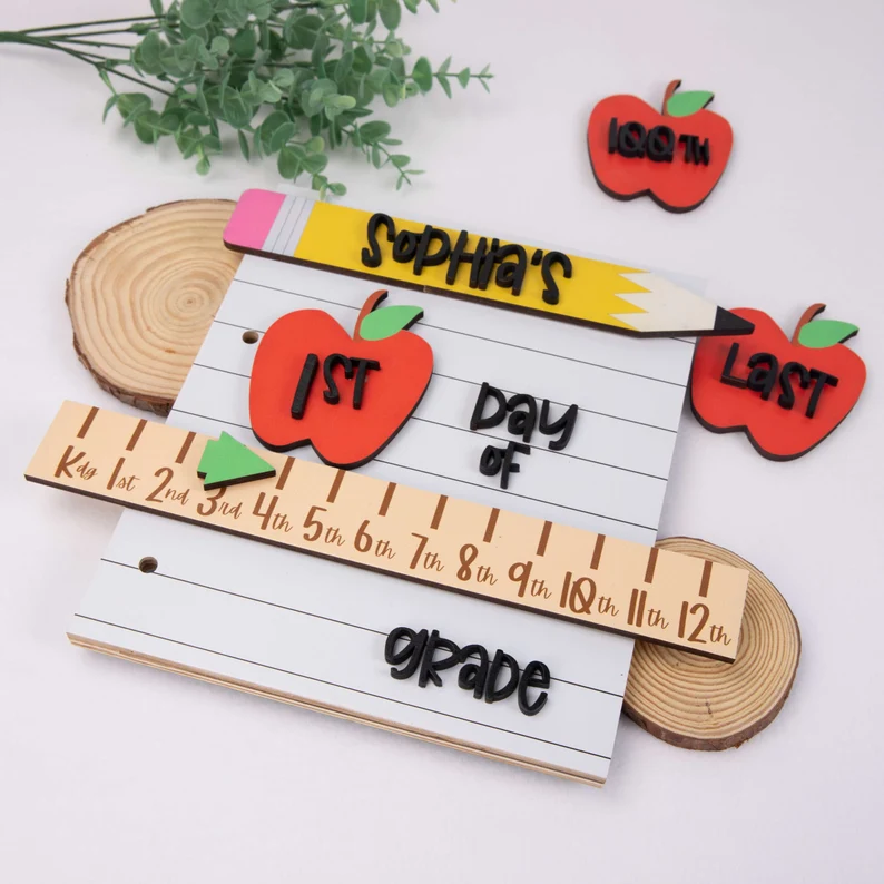 Personalised First/100th/Last Day of School Interchangeable Back to School Sign Prop For Kids Gift Ideas